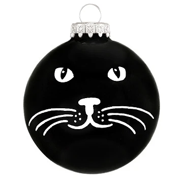 Personalized Cat Face On Black Glass Ornament 4 Personalized Cat Face On Black Glass Ornament - Image 2
