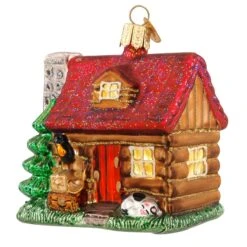Lake Cabin Glass Ornament