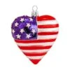 Heart Shaped American Flag Glass Ornament