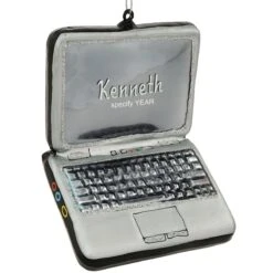 Personalized Laptop Computer Glass Ornament