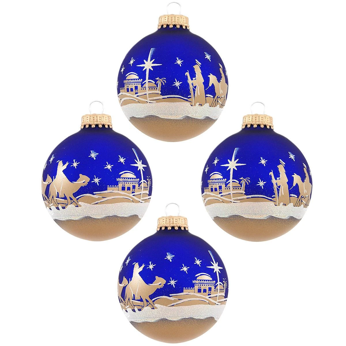 Set Of 4 Bethlehem Scene Glass Ornaments 3 Set Of 4 Bethlehem Scene Glass Ornaments