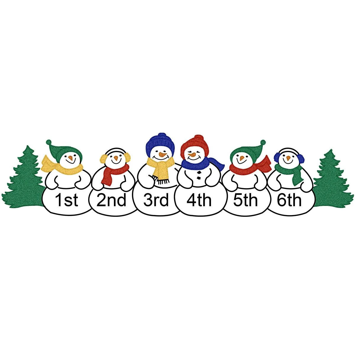Personalized Snowman Family Of 6 Round Ornament 6 Personalized Snowman Family Of 6 Round Ornament - Image 4