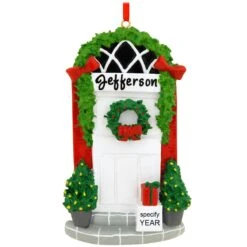 Personalized Front Door With Wreath And Gifts Ornament