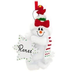 Personalized Girl Snowman With Snowflake Ornament