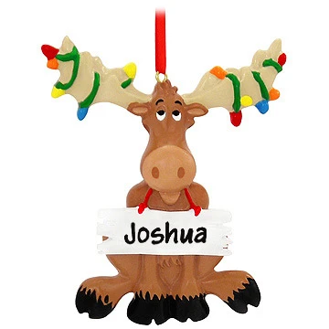 Personalized Moose With Christmas Lights Ornament 3 Personalized Moose With Christmas Lights Ornament