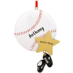 Personalized Baseball Star With Shoe Dangle Ornament
