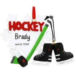 Personalized Hockey Snowflake With Skate Dangle Ornament