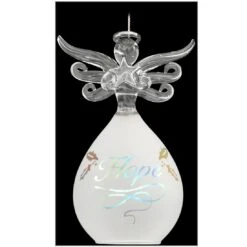 Frosted Angel With Hope Spun Glass Ornament