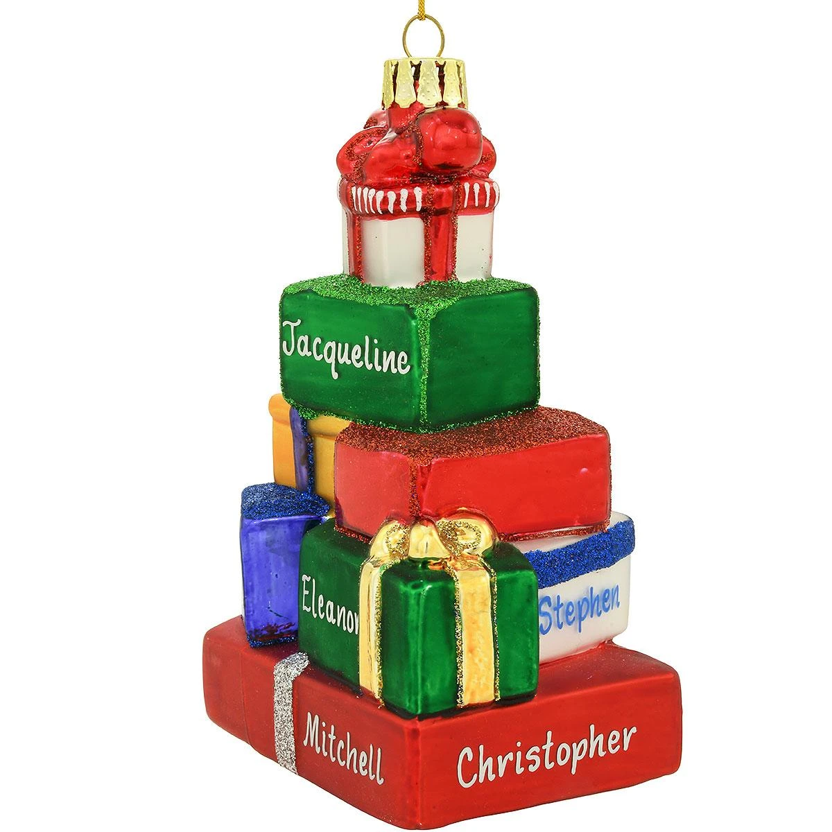 Personalized Stack Of Packages Glass Ornament 4 Personalized Stack Of Packages Glass Ornament - Image 2