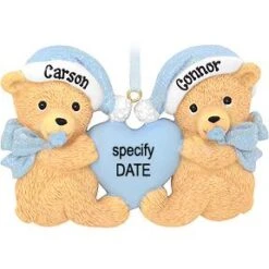 Personalized Twin Boy Bears Ornament