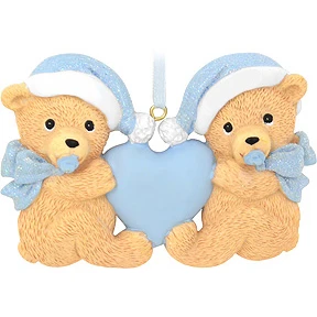 Personalized Twin Boy Bears Ornament 4 Personalized Twin Boy Bears Ornament - Image 2