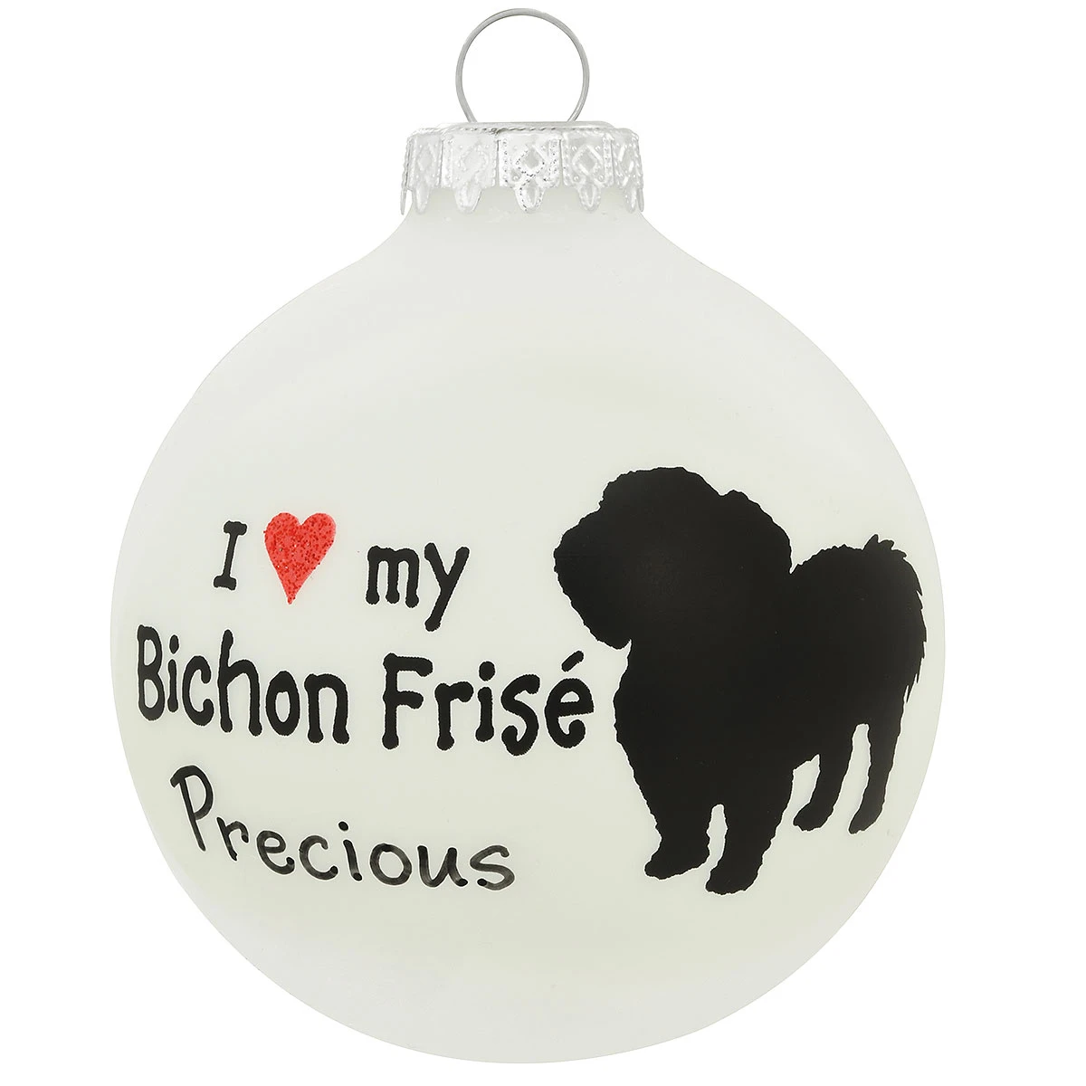 Personalized I Love My Bichon Frise Glass Ornament 3 Personalized I Love My Bichon Frise Glass Ornament