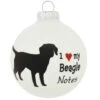 Personalized I Love My Beagle Glass Ornament
