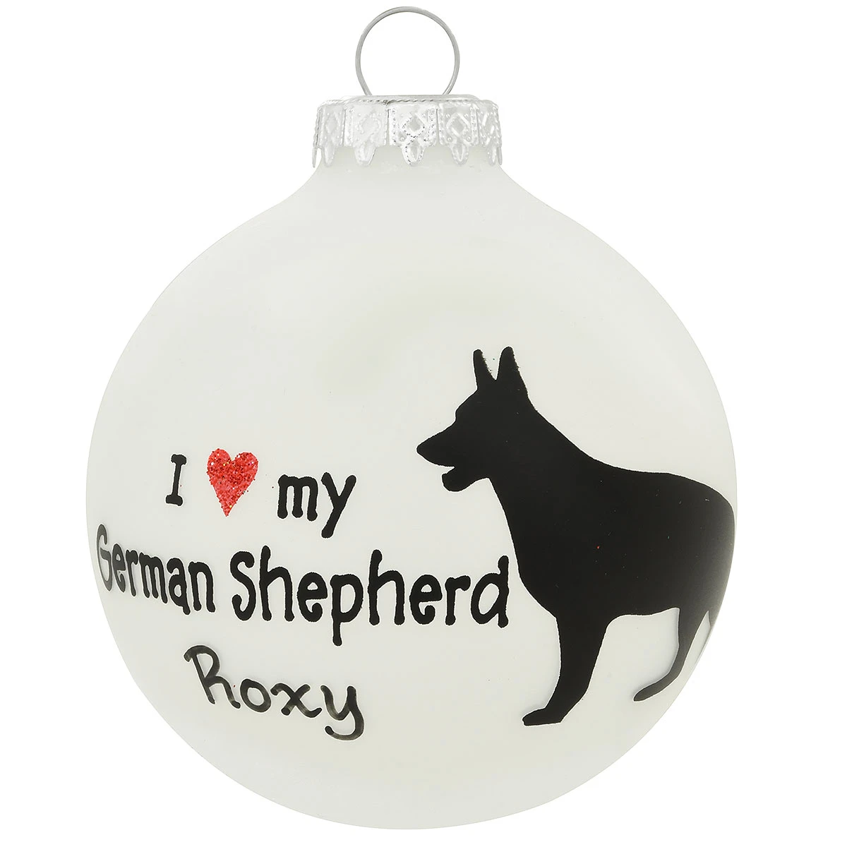 Personalized I Love My German Shepherd Glass Ornament 3 Personalized I Love My German Shepherd Glass Ornament