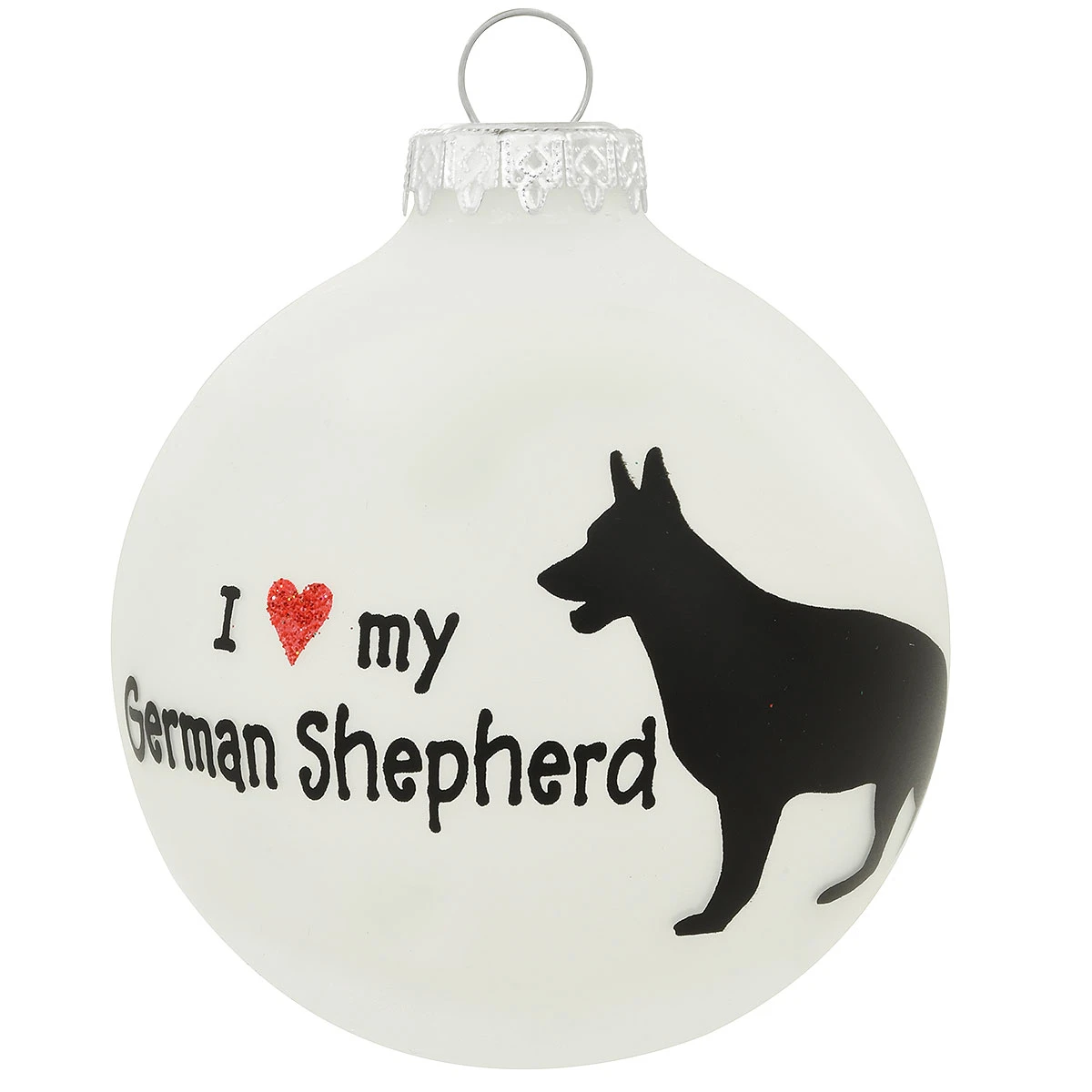 Personalized I Love My German Shepherd Glass Ornament 4 Personalized I Love My German Shepherd Glass Ornament - Image 2
