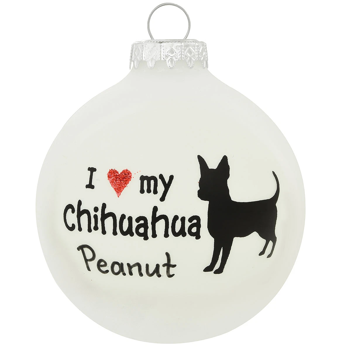 Personalized I Love My Chihuahua Glass Ornament 3 Personalized I Love My Chihuahua Glass Ornament