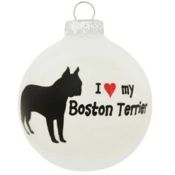 Personalized I Love My Boston Terrier Glass Ornament -Holiday Decoration Store 1135628 web 2