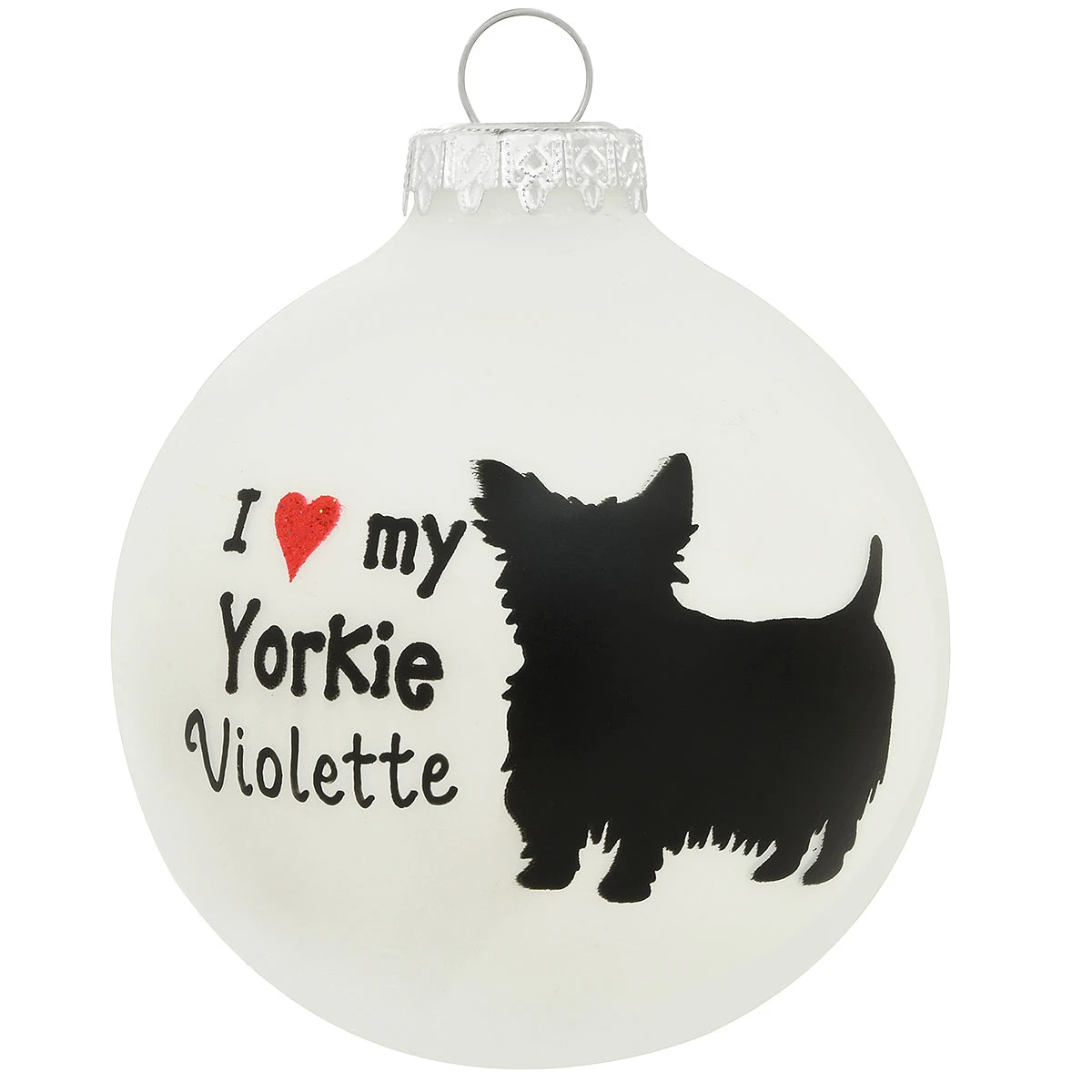 Personalized I Love My Yorkie Glass Ornament 3 Personalized I Love My Yorkie Glass Ornament