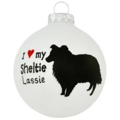 Personalized I Love My Sheltie Glass Ornament
