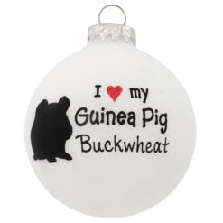 Personalized I Love My Guinea Pig Glass Ornament