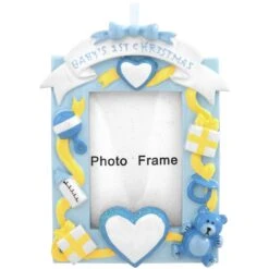 Personalized Blue Baby's First Frame Ornament -Holiday Decoration Store 1137685 web 2