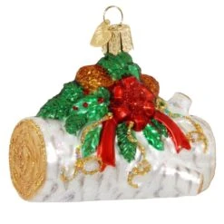 Yule Log Glass Ornament