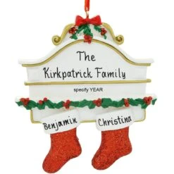 Personalized Mantle With 2 Stockings Ornament
