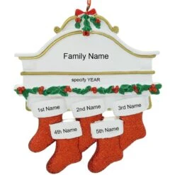 Personalized Mantle With 5 Stockings Ornament -Holiday Decoration Store 1142361 web 2