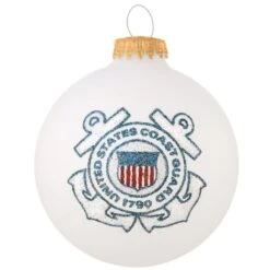 Coast Guard Heart Gifts Glass Ornament