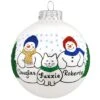 Personalized Snowman Couple With Cat Glass Ornament