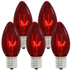25 Red Transparent C9 Replacement Lamps