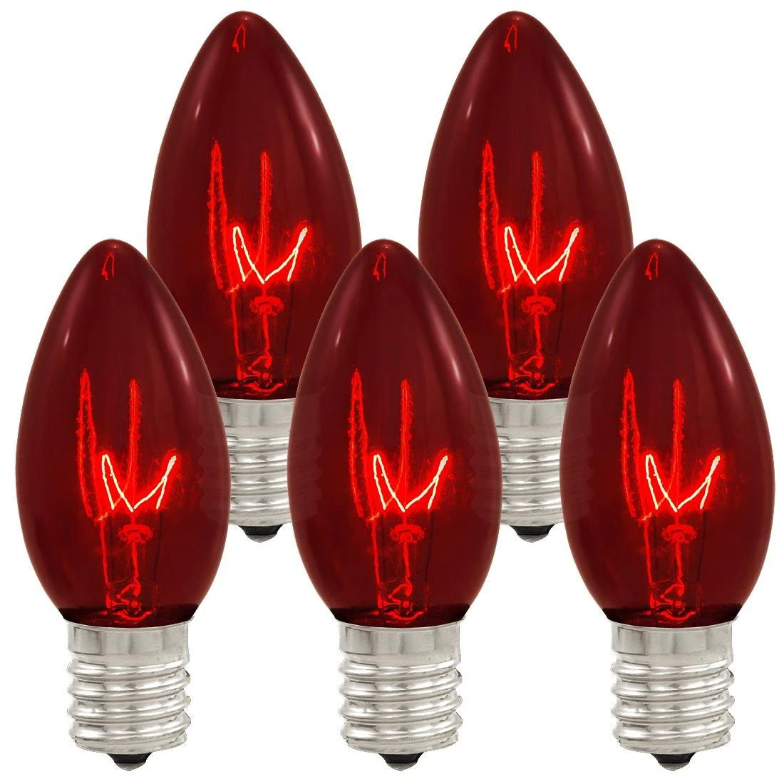 25 Red Transparent C9 Replacement Lamps 3 25 Red Transparent C9 Replacement Lamps