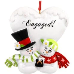 Personalized Engaged Snow Couple With Ring Ornament 5 Personalized Engaged Snow Couple With Ring Ornament -Holiday Decoration Store 1143121 web 2