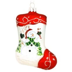 Stocking With Snowman Ornament