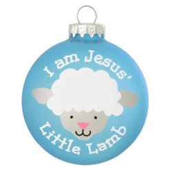 Personalized Jesus' Little Lamb Ornament Blue Glass -Holiday Decoration Store 1148680 web 3