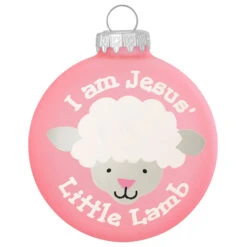 Personalized Jesus' Little Lamb Ornament Pink Glass -Holiday Decoration Store 1148682 web 3