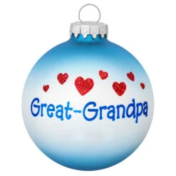 Personalized Great-Grandpa With Hearts Glass Ornament -Holiday Decoration Store 1148711 web 2