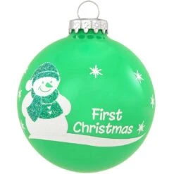 Personalized Baby's First Christmas Green Glass Ornament -Holiday Decoration Store 1148735 web 2