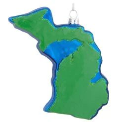 Michigan Green And Blue Glass Ornament