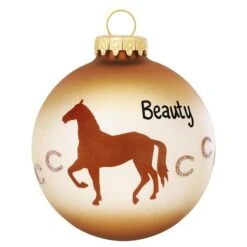 Personalized Horse With Horseshoes Glass Ornament
