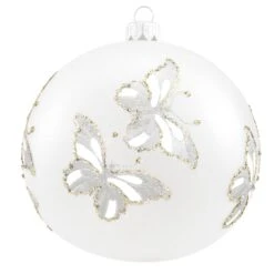 Frosty Glass With Butterflies Ornament