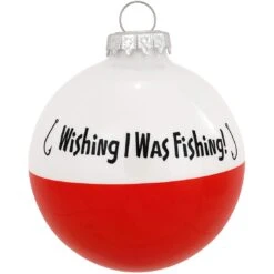Wishing I Was Fishing Glass Ornament