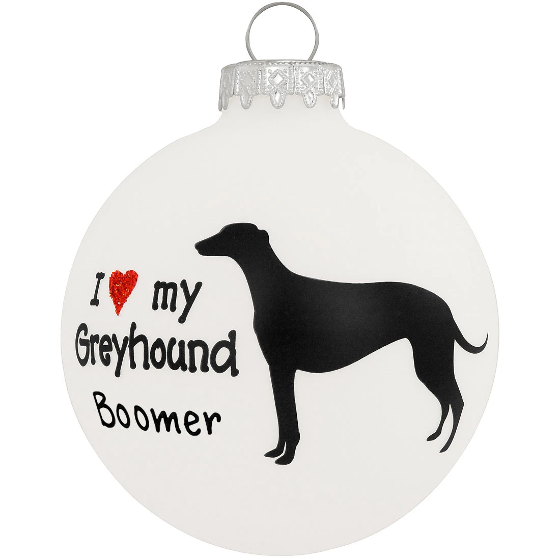 Personalized I Love My Greyhound Glass Ornament 3 Personalized I Love My Greyhound Glass Ornament