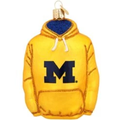 University Of Michigan Hoodie Glass Ornament