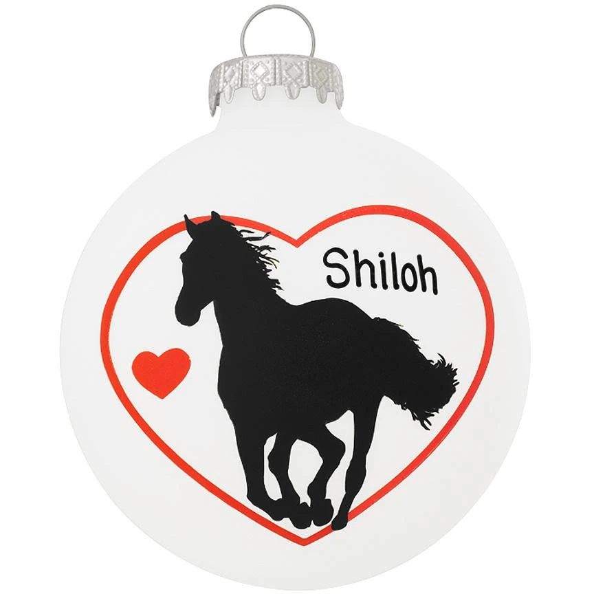 Personalized Horse Heart Silhouette Glass Ornament 3 Personalized Horse Heart Silhouette Glass Ornament