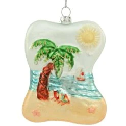Personalized Beach Scene With Palm Tree Glass Ornament -Holiday Decoration Store 1151496 web 3
