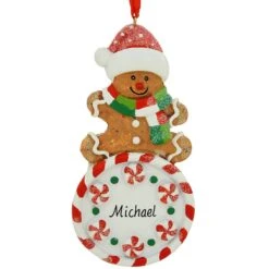 Personalized Gingerbread Boy On Candy Ornament