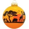 African Animal Silhouette Glass Ornament