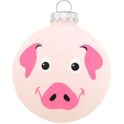 Round Pig Glass Ornament