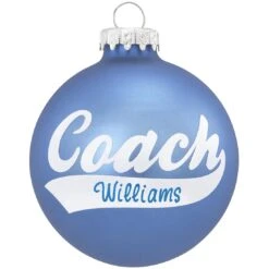 Personalized Blue Coach Glass Ornament